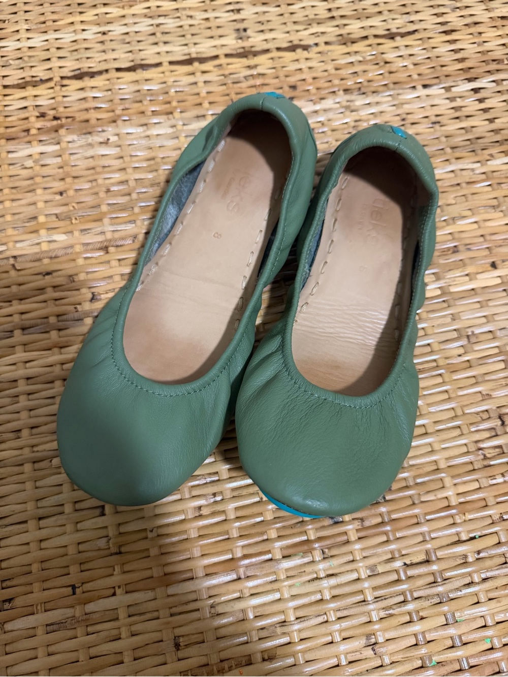 Tieks Olive Leather Ballet Flats